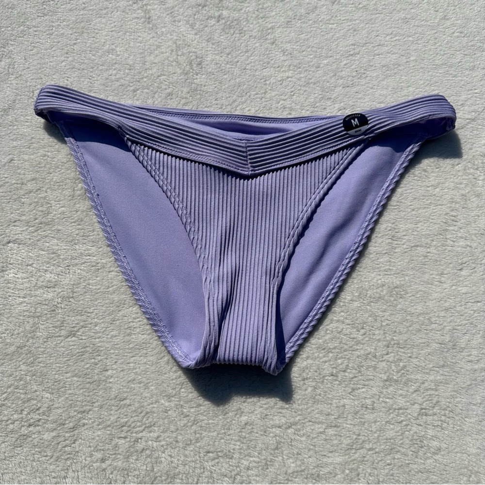 NWT Hollister Low Rise V-Cut Purple Ribbed Swim Bikini Bottom